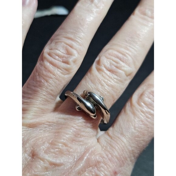 Silver tone dolphin ring - Picture 1 of 10